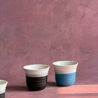 แก้วเซรามิค แก้วไม่มีหู เคลือบสีทูโทน ความจุ 200 ml Mug Ceramic เข้าไมโครเวฟได้ เข้าเครื่องล้างจานได้ - AT1CERAMIC