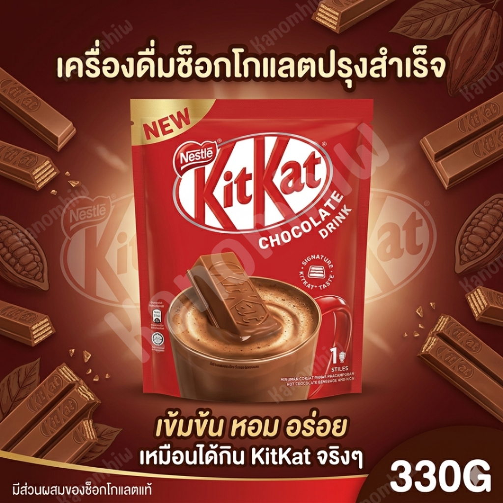 เครื่องดื่มช็อกโกแลตคิทแคท KitKat Chocolate Drink 1 ถุง มี 10 ซอง 330 กรัม EXP.30/09/26