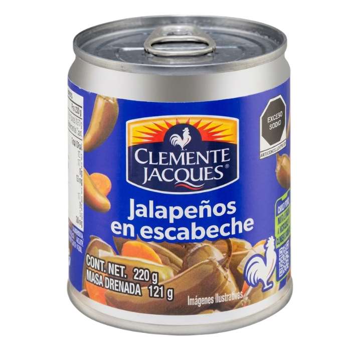 พริกจาลาปิโนทั้งเม็ด 220กรัม ตราเคลเมนเต ฌัก - Whole Jalapenos in can 220g Clemente Jacques brand