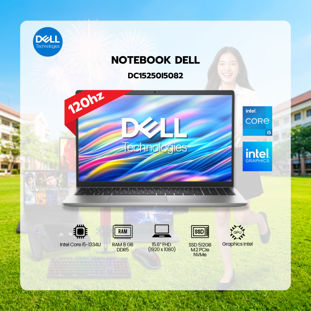 [โน้ตบุ๊ค]  DELL DC15250I5082  i5-1334U/8GB/512GB/W11H+OFF24 /2Y onsite  By neoshop