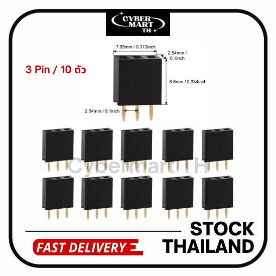 Pin Header 2.54mm Female (3 Pin) (10 ตัว) พร้อมส่ง