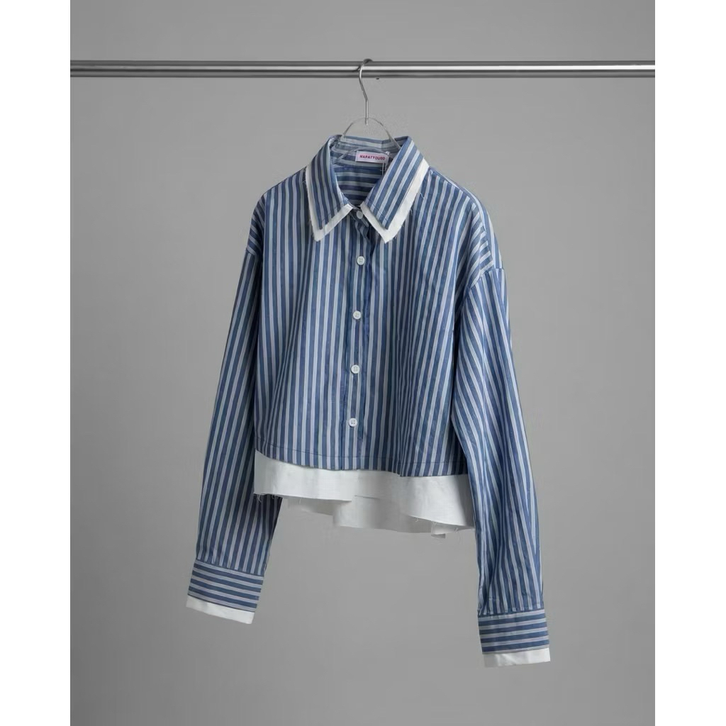 💙ส่งต่อ NAPATVOGUE - NPV TWO LAYER SHIRT (เสื้อเชิ้ตชายเสื้อแต่งเซอร์) (New in pack)