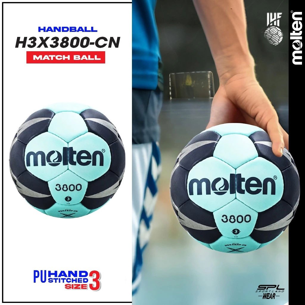 MOLTEN มอลเทน ลูกแฮนด์บอลเย็บ Handball HS PU pk H3X3800-CN IHF (1390)