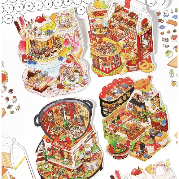 ส่งด่วน กทม. Deco Scene Stickers สติกเกอร์ฉาก DIY ร้านอาหาร Fast food Infeel.me