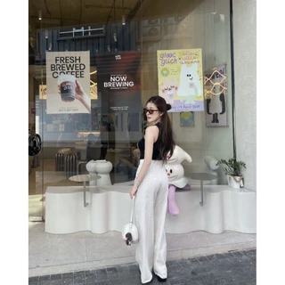 COTTON PANTS กางเกงขากระบอกลายริ้วผ้าคอตตอน
