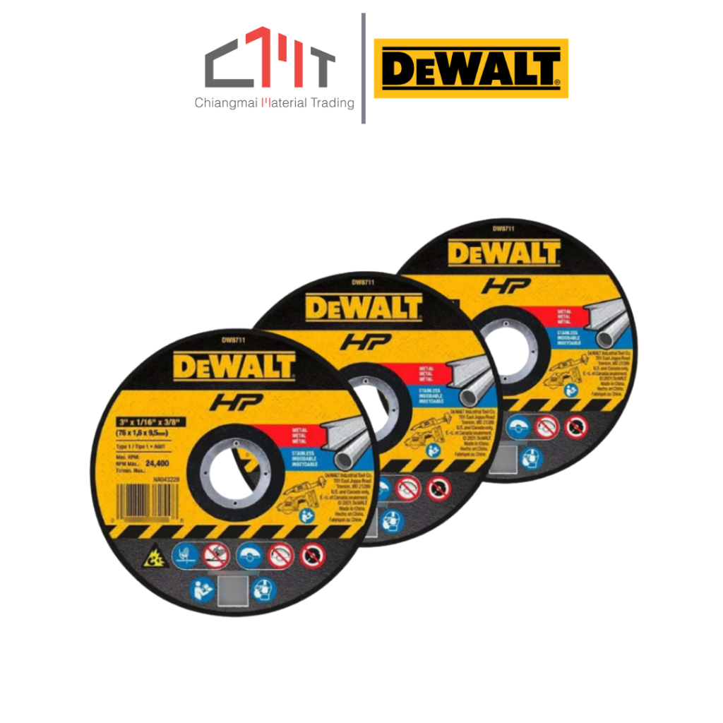 DEWALT ใบตัดเหล็ก-สแตนเลส 3 นิ้ว 3แผ่น สำหรับ DCS438 No.DW8711P3