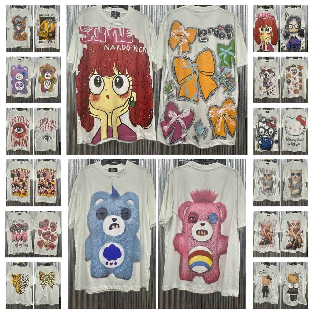 BKK023 เสื้อยืดคอกลม_สีขาว_oversizedอก44-46ย28