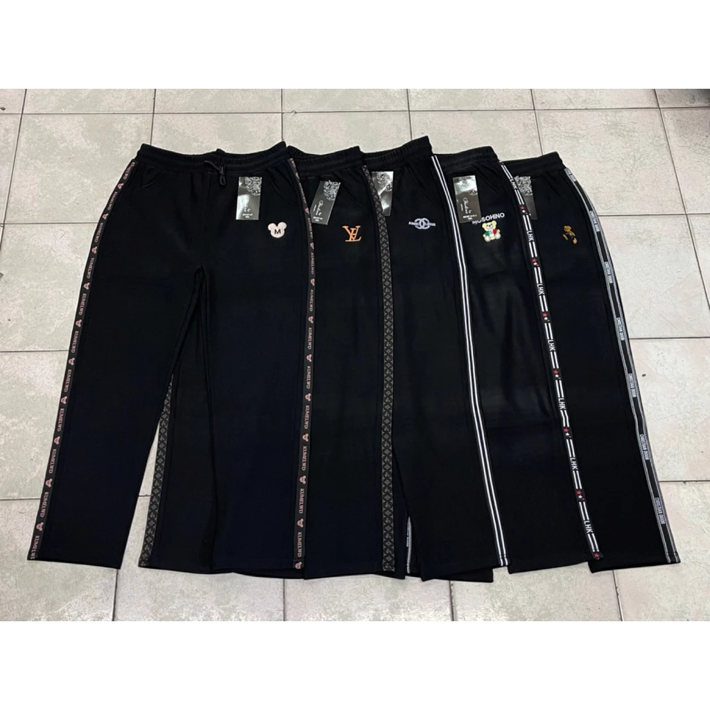 B9107-6XL ดำ กางเกงขายาวผ้ายืดเกาหลี เนื้อผ้านิ่มคนอวบใส่ได้ใส่สบายมาก B9107-6XL ดำ