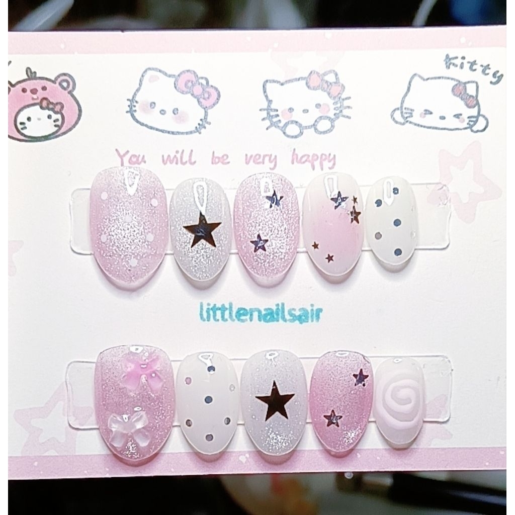 เล็บเจลสีชมพูลูกแก้วสีหวาน