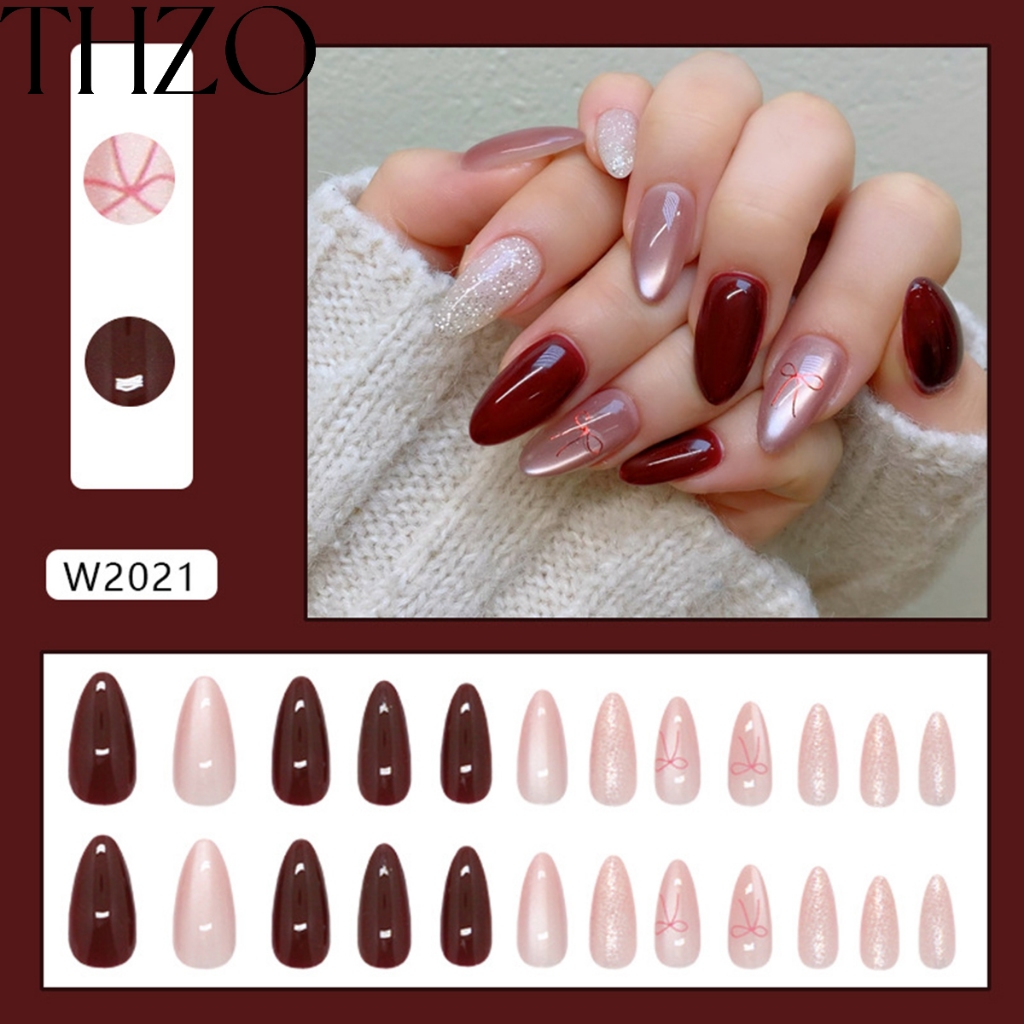 [พร้อมกาว-W2021] เล็บปลอมติด nail เล็บปลอมเจล งานแฮนด์เมด ใช้ซ้ําได้ สไตล์จะได้รับการอัปเดตต่อไป