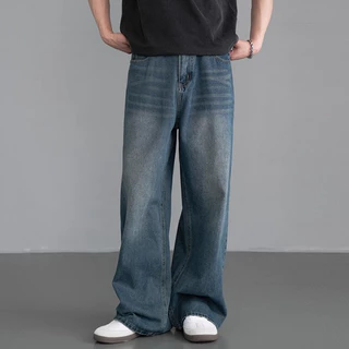 Baggy S-5XL กางเกงยีนส์ขายาวผู้ชาย ทรงขาตรง เอวสูง สไตล์เกาหลี ใส่ได้หลายโอกาส
