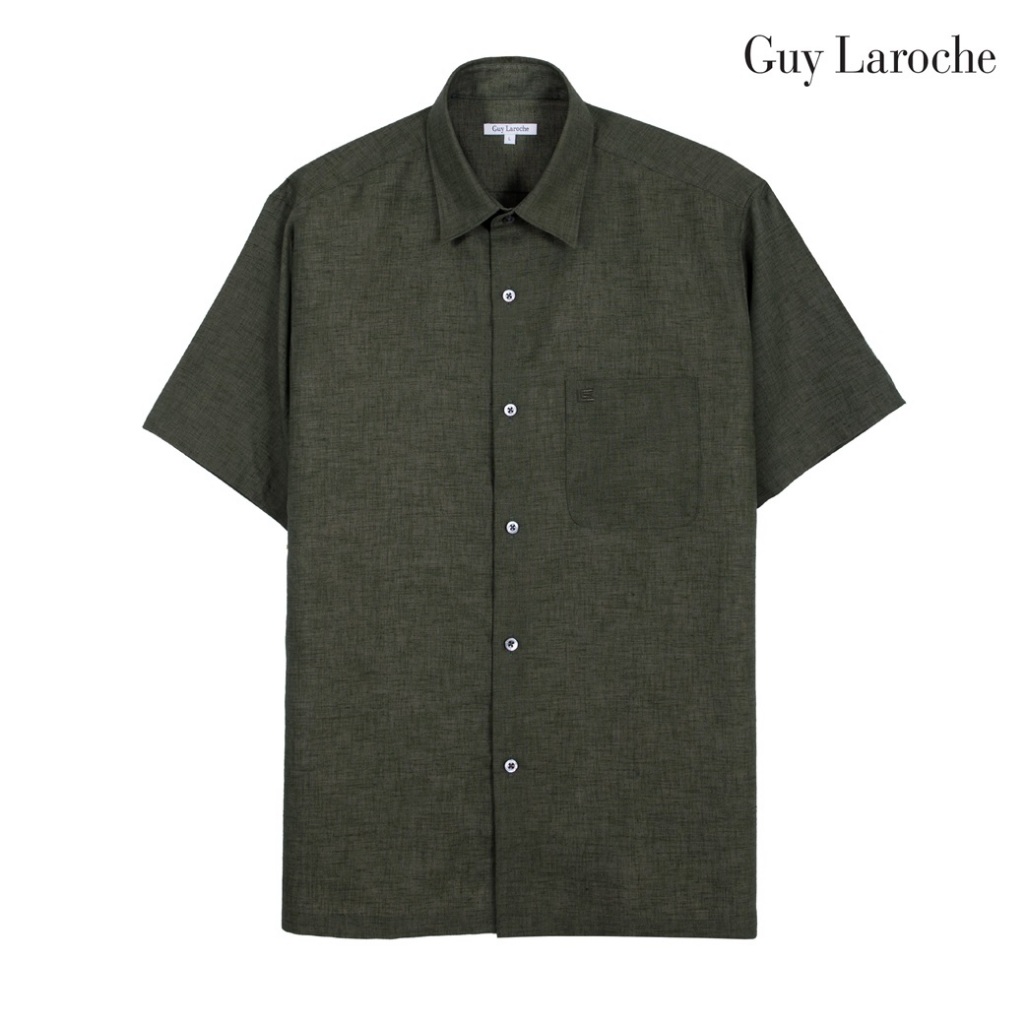 Guy Laroche เสื้อเชิ้ตแขนสั้น สีเขียว เนื้อผ้าโปร่ง ใส่สบาย ทรง REGULAR FIT รุ่น BAC8100S6GR