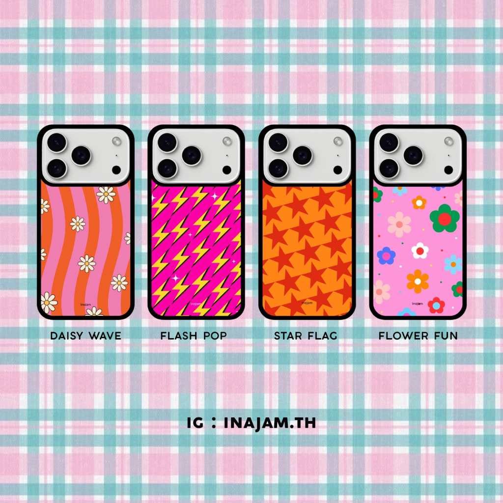 เคสไอโฟนแบรนด์ inajam | Daisy Wave | Flash Pop | Star Flag | Flower Fun