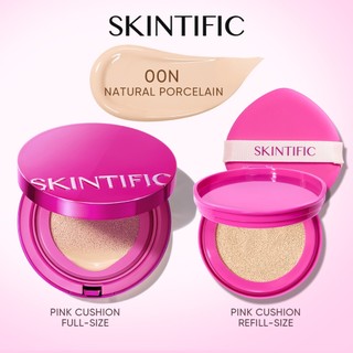 【1 FREE 1】SKINTIFIC COVER GLOW CUSHION 11G (FULL+REFILL) คุชชั่นโกลว์ ปกปิดเรียบเนียน ติดทน10ชม ผิวชุ่มชื้น ไม่ออกซิไดซ์