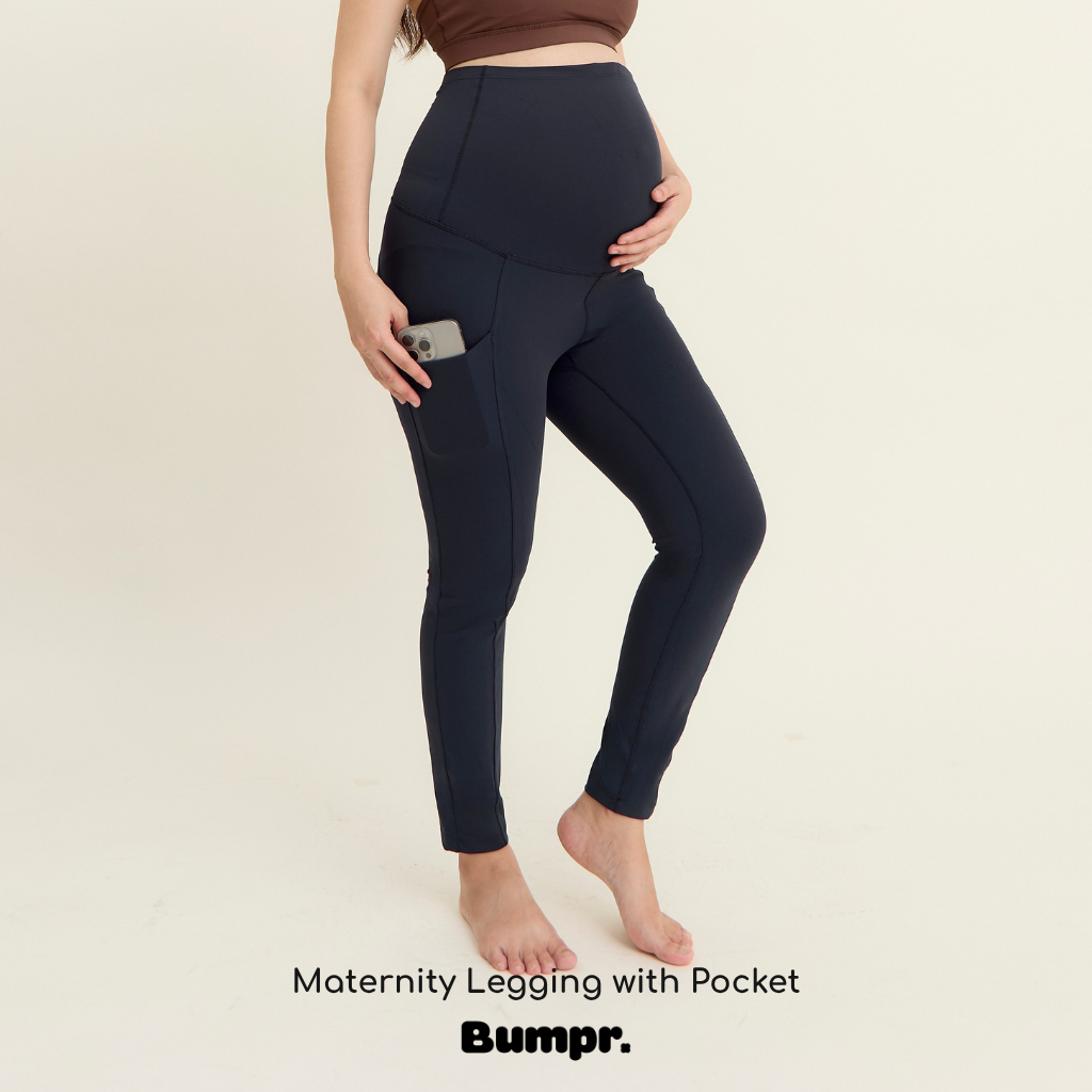 Bumpr Maternity Legging with Pocket กางเกงเลกกิ้งคนท้องมีกระเป๋า กางเกงออกกำลังกายแบบมีกระเป๋า ยึดหยุ่น ซัพพอร์ตดี