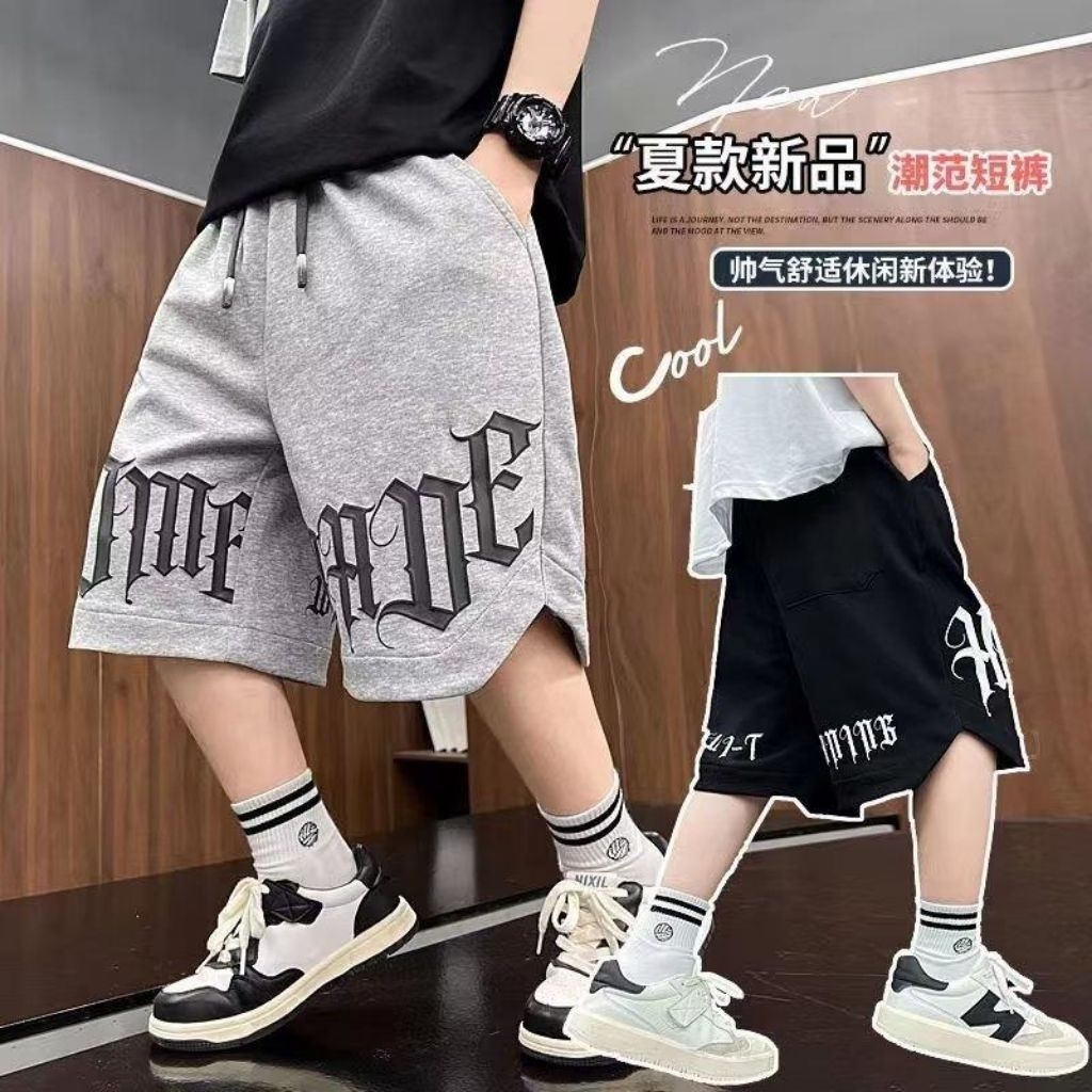 **พร้อมส่งในไทย**กางเกงขาสั้นเด็กโต ผ้ายืด เอวยางยืด นิ่มๆๆ ใส่สบาย ความยาว หัวเข่า ขนาด120-170