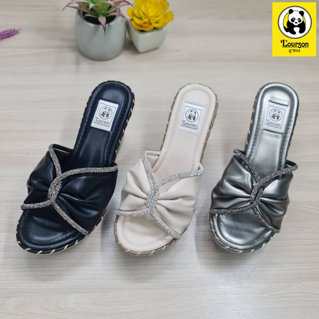L'ourson (ลู ซอง) 4765-040 รองเท้าผู้หญิง แตะสวมส้นสูง หน้ากว้างใส่สบาย
