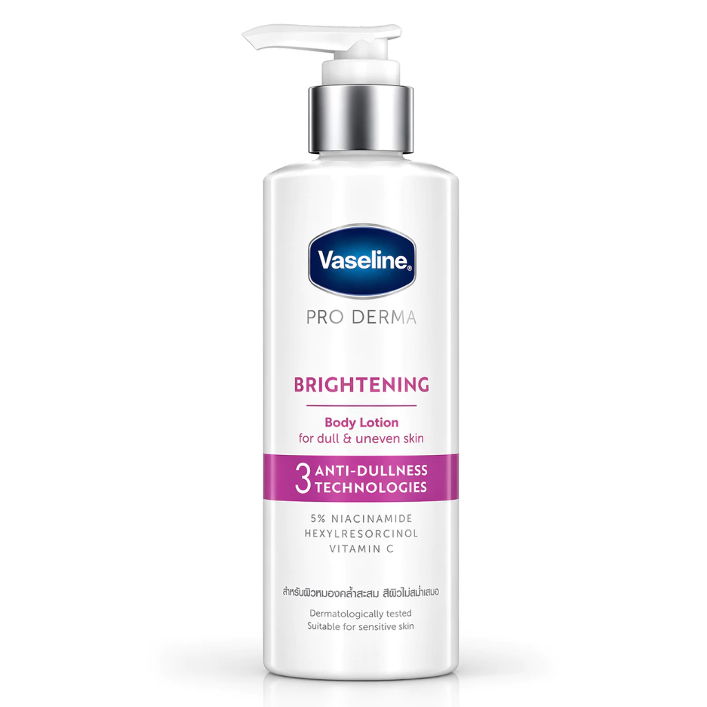 Vaseline Lotion วาสลีน โลชั่น สูตร 3 โปร เดอร์มา ไนอาซินาไมด์ ไบรท์เทนนิ่ง บอดี้ โลชั่น 250 มล.