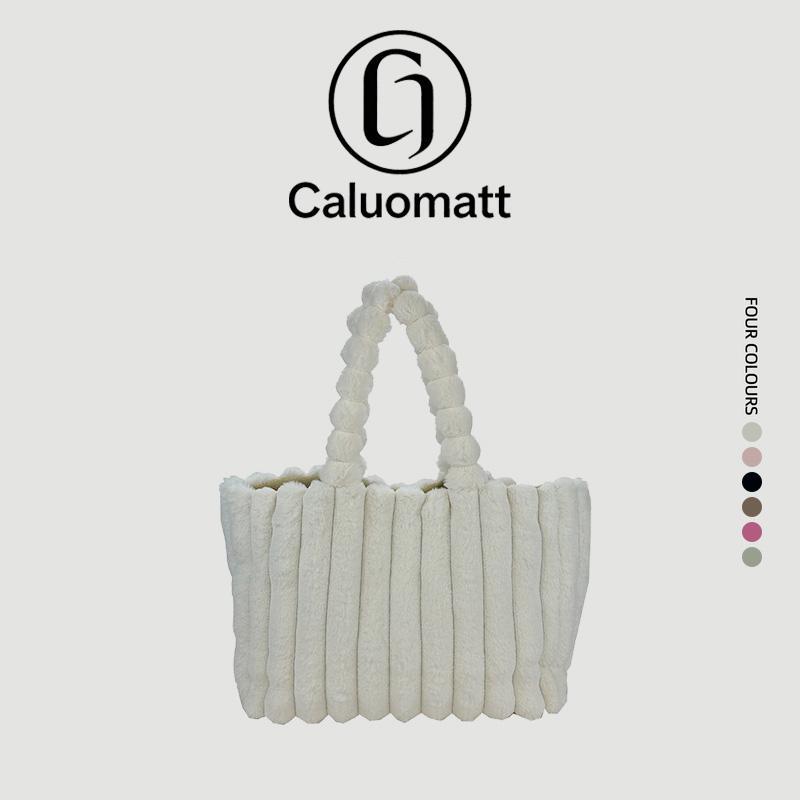 【Caluomatt.TH】กระเป๋าสะพายไหล่ผู้หญิง ขนนุ่ม ใบใหญ่ จุของได้เยอะ ใส่ iPad ได้ มีซับใน น้ำหนักเบา ดีไซน์เกาหลี มี 5 สี