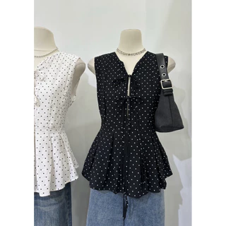 เสื้อแขนกุดลายจุดน่ารักมาก