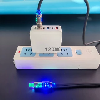 สายชาร์จเร็ว 4in1 Fast Charge 240w สายชาร์จมือถือ แสงไฟ RGB สายชาร์จTYPE C USB