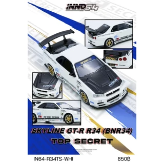 IN64-R34TS-WHI - TOP SECRET R34 GT-R WHITE DIECAST SCALE MODEL CAR
