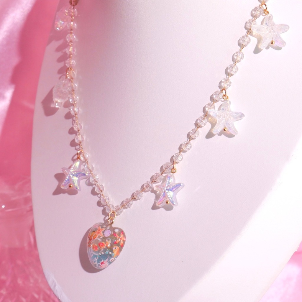 MIMEAR U412 สร้อยคอหัวใจปลาการ์ตูน Clownfish Heart Necklace เรซิ่นทำมือ 14K Limited