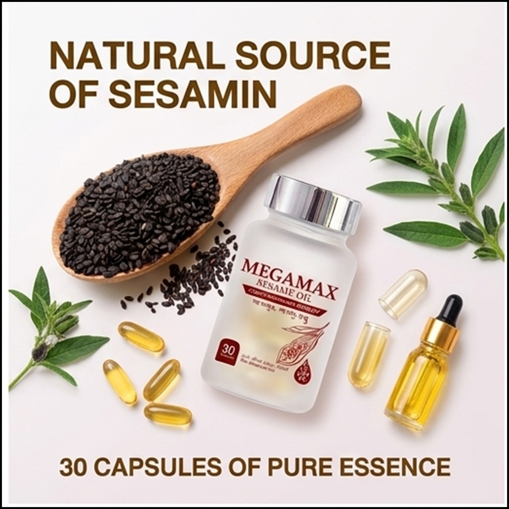 MEGAMAX น้ำมันงาดำสกัดเย็น 30 แคปซูล ของแท้ 100% อาหารเสริมงาดำเข้มข้น ดูแลข้อและกระดูก ดูดซึมไว เกร