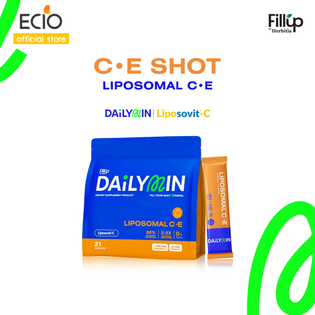DAiLYMIN LiposomalC•E - C•E SHOT l Liposomal วิตามินซี 1,000 มก. และวิตามินอี รูปแบบกรอกปาก l DAiLYSHOT 21 Sachets