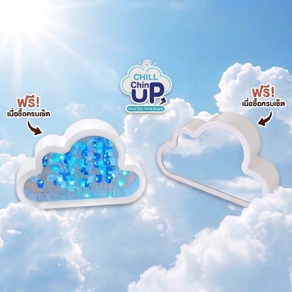 [FREE] โคมไฟก้อนเมฆ Chill Chin UP และดอกทิวลิป 2 in 1 (โคมไฟ+กระจก-DIY)