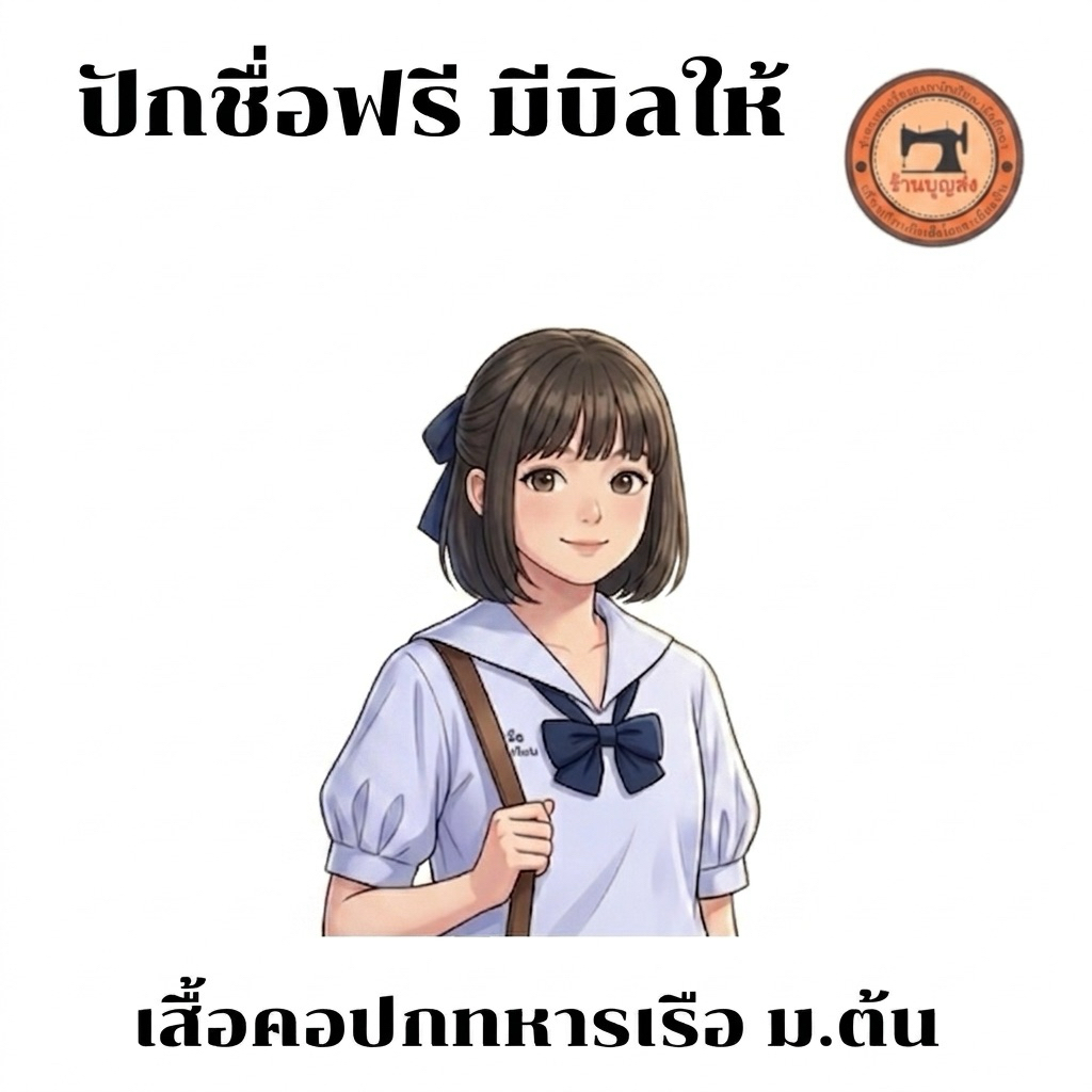 (ปักชื่อฟรี  มีบิลให้) เบอร์ 30 - 58 เสื้อปกทหารเรือ เสื้อนักเรียน ม.ต้น เสื้อนักเรียนประถมปลาย