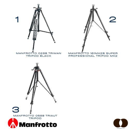 Manfrotto 028B TRIMAN TRIPOD BLACK / 161MK2B Super Professional Tripod Mk2 / 058B TRIAUT TRIPOD