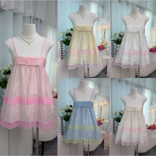 (อก28-36) เสื้อสายเดี่ยวโรซี่เลเยอร์ลูกไม้ สไตล์หวานฉ่ำรับซัมเมอร์ งานสวยหวานน่ารักมาก🌸