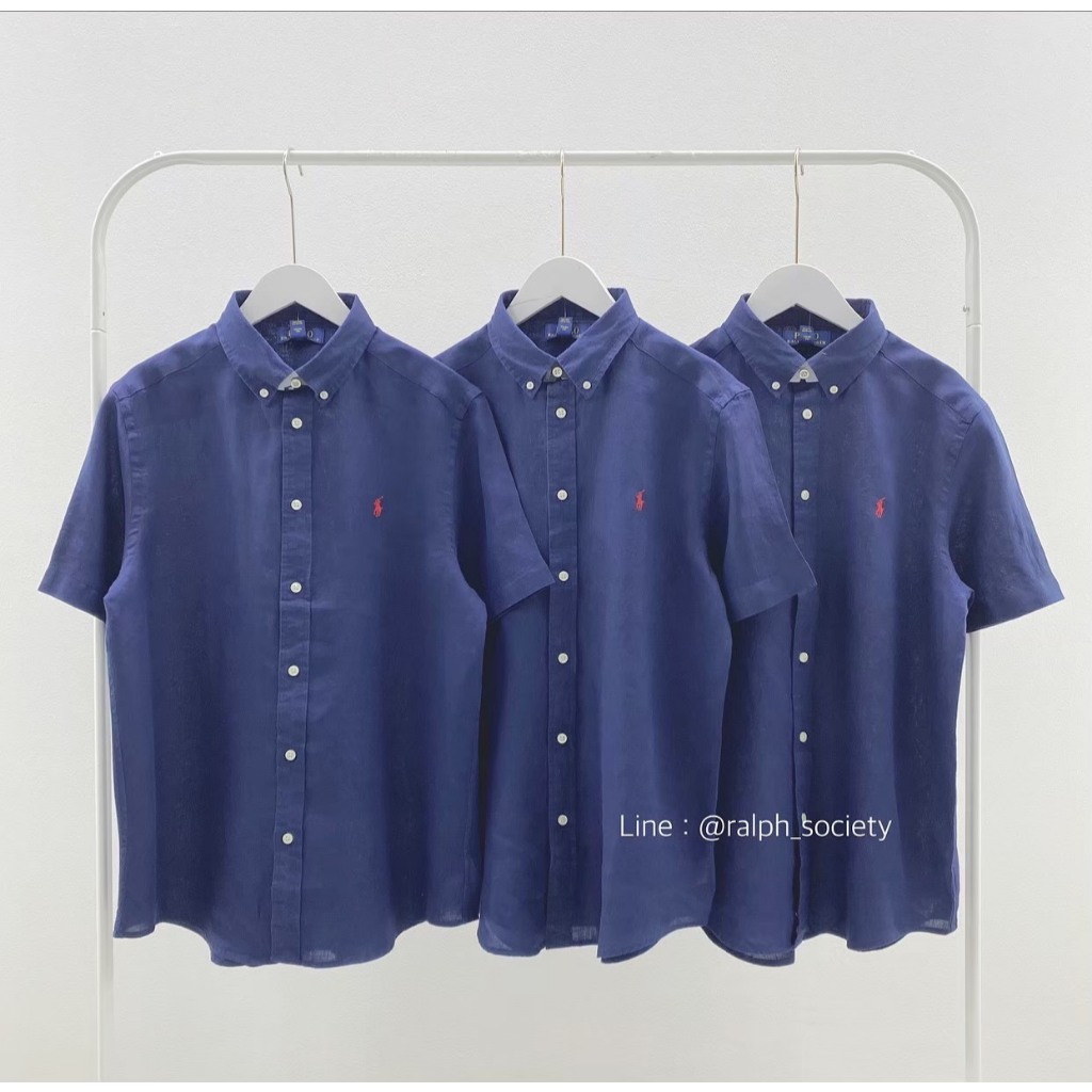 Ralph Lauren linen short sleeve shirt navy