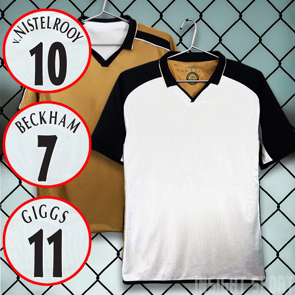 เสื้อบอลวินเทจ สโมสรทีม llมน Uู เยือน ขาว/ทอง ปี2001-02 สามารถใส่ได้2ด้าน #RT0100 รับทำชื่อเบอร์ ไซส์เอเชีย S-2XL