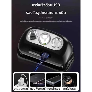 ไฟฉายคาดหัวแบบชาร์จได้,ไฟฉายคาดหัว LED USB กันน้ำใช้กลางแจ้งตกปลา,ไฟฉายคาดหัว,ไฟฉายคาดหัวแท้,ไฟฉายคาดหัวle