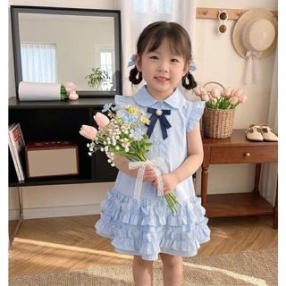 Hania kids - เดรสคุณหนูสีฟ้าอ่อน สไตล์เรียบหรู น่ารักแบบเจ้าหญิง K5125665