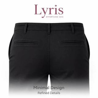 Lyris กางเกงขาสั้นผู้ชาย Classic Fit สีดำ Midnight Black (14 นิ้ว) ทรงสวย ใส่สบาย ไม่รัดเป้า ใส่ได้ทุกวัน