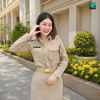 ชุดข้าราชการหญิง เสื้อกากีแขนยาวหญิง เสื้อกากีข้าราชการ หญิง/ กระโปรงกากี **ขายแยกชิ้น**