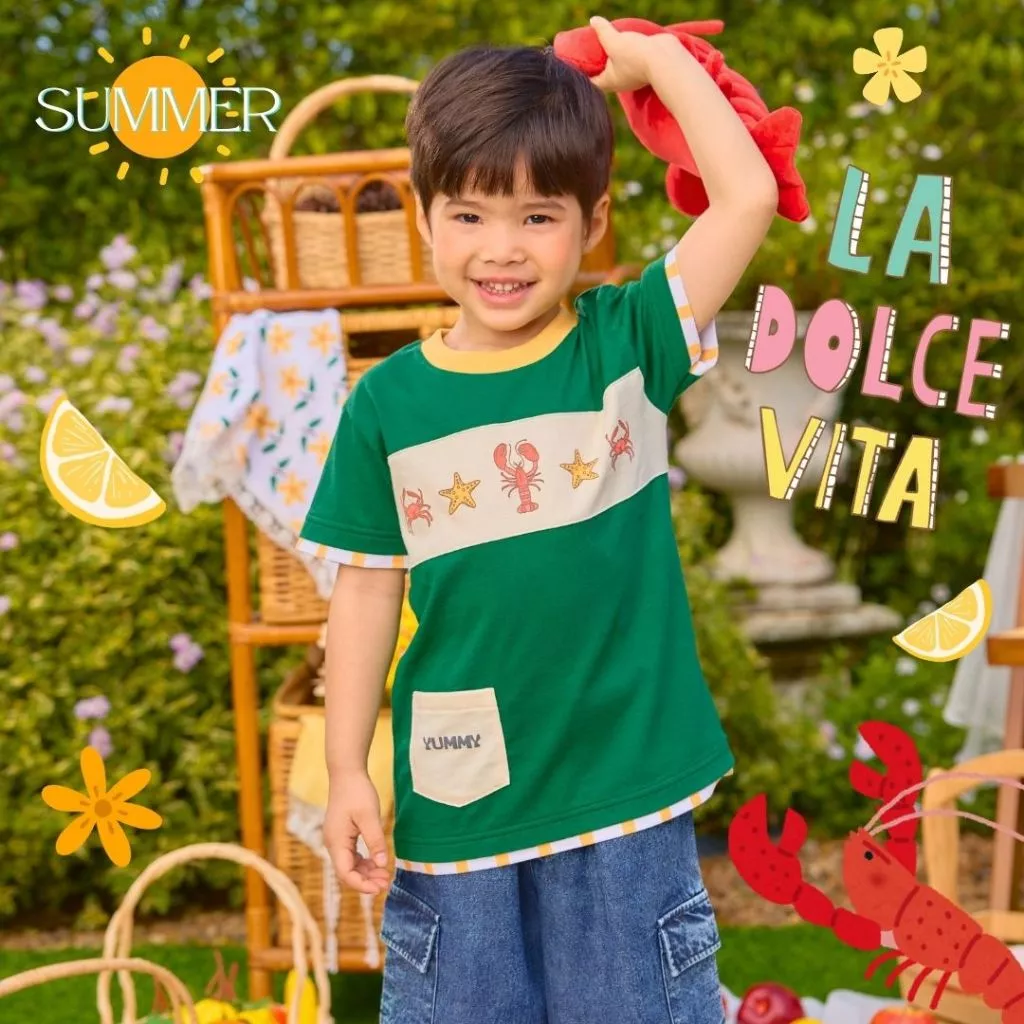 e'clat เสื้อผ้าเด็ก เสื้อเด็ก คอกลม แขนสั้น พิมพ์ลาย เด็กผู้ชาย 1-6 ขวบ เนื้อผ้ายืด100%Cotton 9166