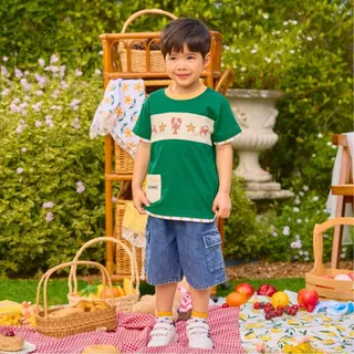 e'clat เสื้อผ้าเด็ก เสื้อเด็ก คอกลม แขนสั้น พิมพ์ลาย เด็กผู้ชาย 1-6 ขวบ เนื้อผ้ายืด100%Cotton 9166