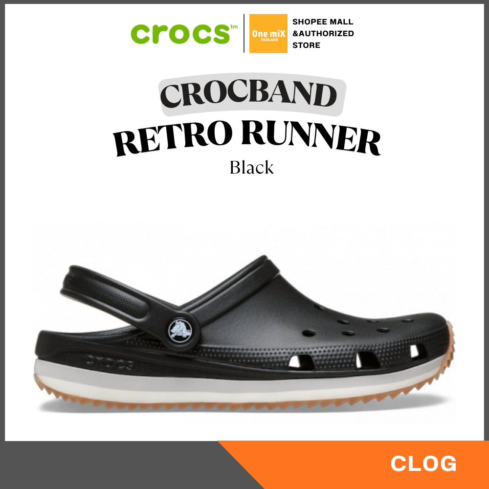 CROCS CROCBAND™ RETRO RUNNER (Black) รองเท้าแตะทรงสวม คร็อคส์ แท้ รุ่นฮิต
