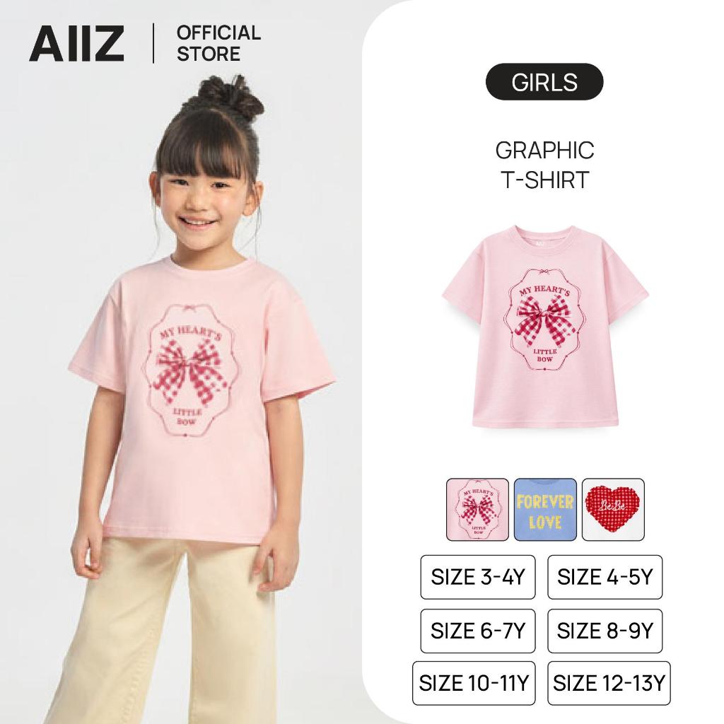 AIIZ (เอ ทู แซด) - AIIZ เสื้อยืดคอกลมเด็กผู้หญิงพิมพ์ลายกราฟิก  AIIZ Girl's Graphic T-Shirt