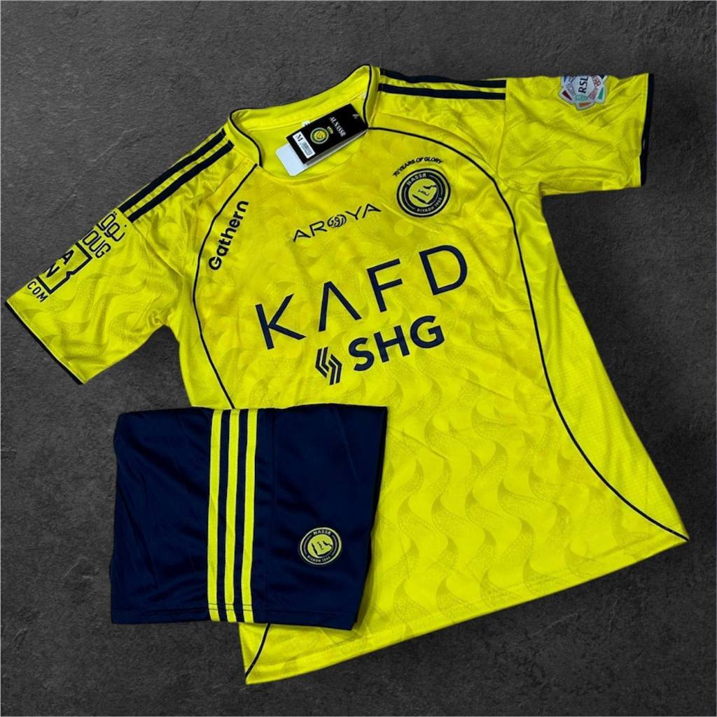 ชุดบอล ALสีเหลือง แขนสั้น 2025/26 ฤดูกาลใหม่ ชุดฟุตบอลผู้ใหญ่ เสื้อ + กางเกง