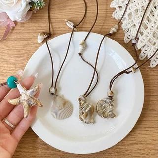 สร้อยคอ necklace สไตล์เกาหลี ins จี้ เปลือกหอย ปลาดาว หอยสังข์ สำหรับผู้หญิง y2k สวย ชายหาด วันหยุดพักผ่อน COD