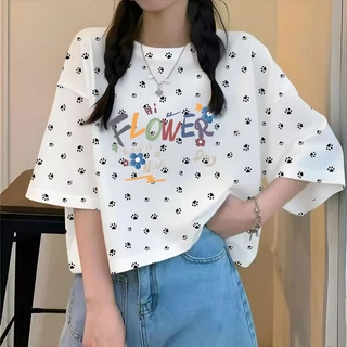 เสื้อครอปผู้หญิงสาวอวบน่ารัก oversize เสื้อผ้าคนอ้วนไซส์ใหญ่ 40-90กิโลกรัมสวยๆ เสื้อยืดแขนสั้นผู้หญิงแฟชั่นฤดูร้อนมาใหม่
