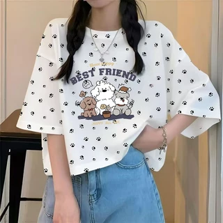 เสื้อครอปผู้หญิงสาวอวบน่ารัก oversize เสื้อผ้าคนอ้วนไซส์ใหญ่ 40-90กิโลกรัมสวยๆ เสื้อยืดแขนสั้นผู้หญิงแฟชั่นฤดูร้อนมาใหม่
