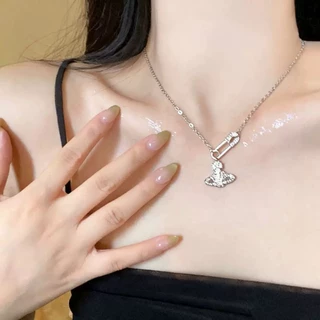 พร้อมส่ง!🇹🇭 Saturn Glam สร้อยคอจี้ดาวเสาร์ สวมใส่ได้หลายเลเยอร์ จี้ฝังคริสตัล สไตล์คลาสสิก มินิมอล เนื้องานเกาหลี คุณภาพ