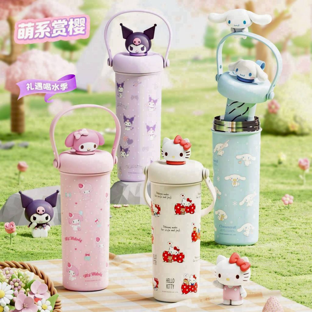 กระติกน้ำเก็บอุณหภูมิหูหิ้ว Sanrio สินค้าลิขสิทธิ์แท้💯💯💯 แบบมึหลอดดูด ขนาดความจุ 700 ml สแตนเลส 316 ราคา 529 บาท