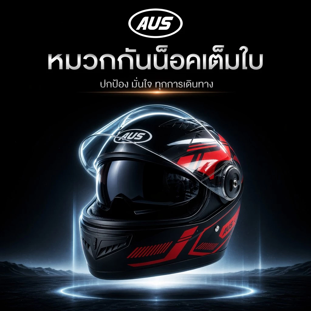 หมวกกันน็อคเต็มใบ AUS เลนส์คู่กันแดดและกันหมอก ปกป้องทุกการขับขี่ thumbnail 9